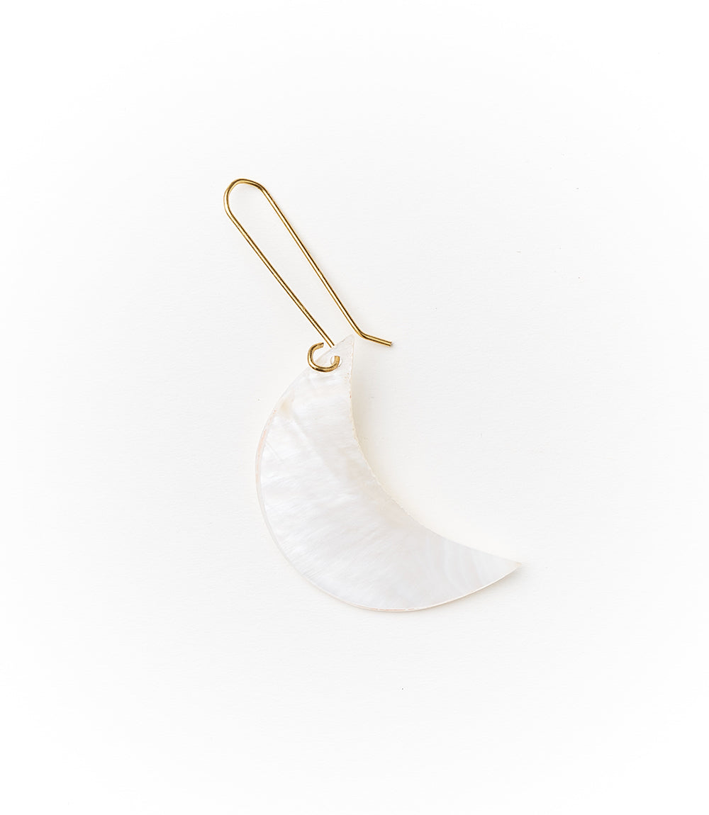 Rajani Crescent Moon Drop Earrings - Mother of Pearl by Matr Boomie