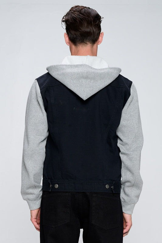 Men's Denim Jacket with Fleece Hoodies by BlakWardrob