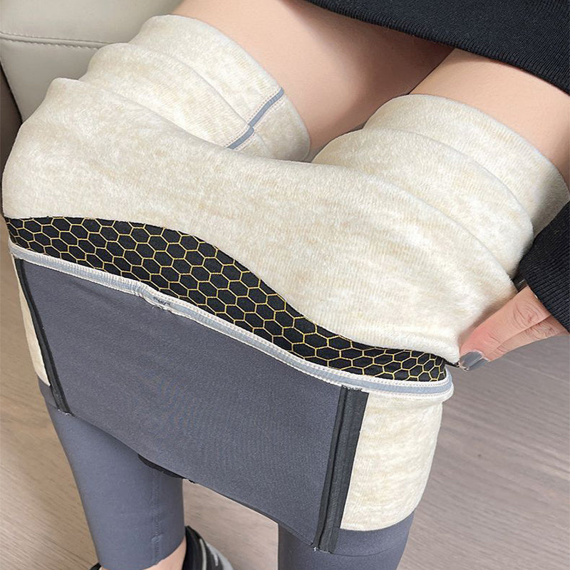 Belly-controlling Butt Lifting Leggings With Three-breasted Design Winter High Waist Slim Zipper Pants Warm Velvet And Thickened Trousers Women Clothing by 510_Athletics LLC