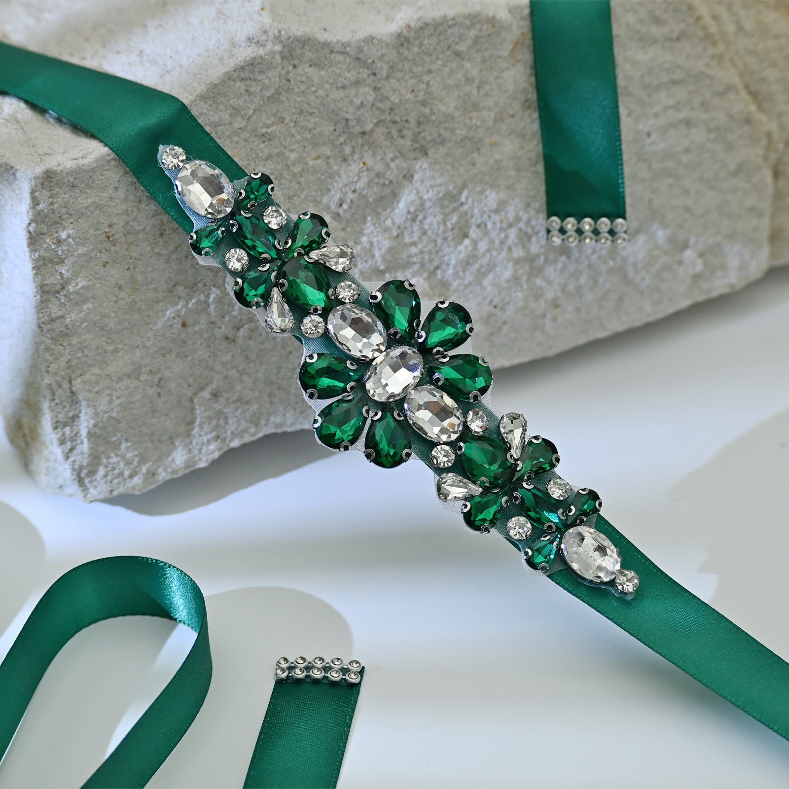 Green Rhinestone Bridal Belt Wedding Sash – Bridella BS45KL by Bridella