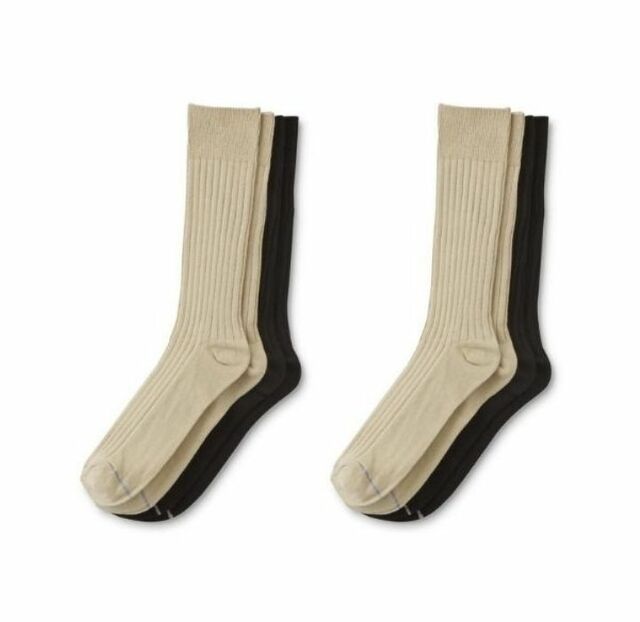 4-Pair SilverToe Men’s Casual Black & Beige Crew Socks by Infinite Basics