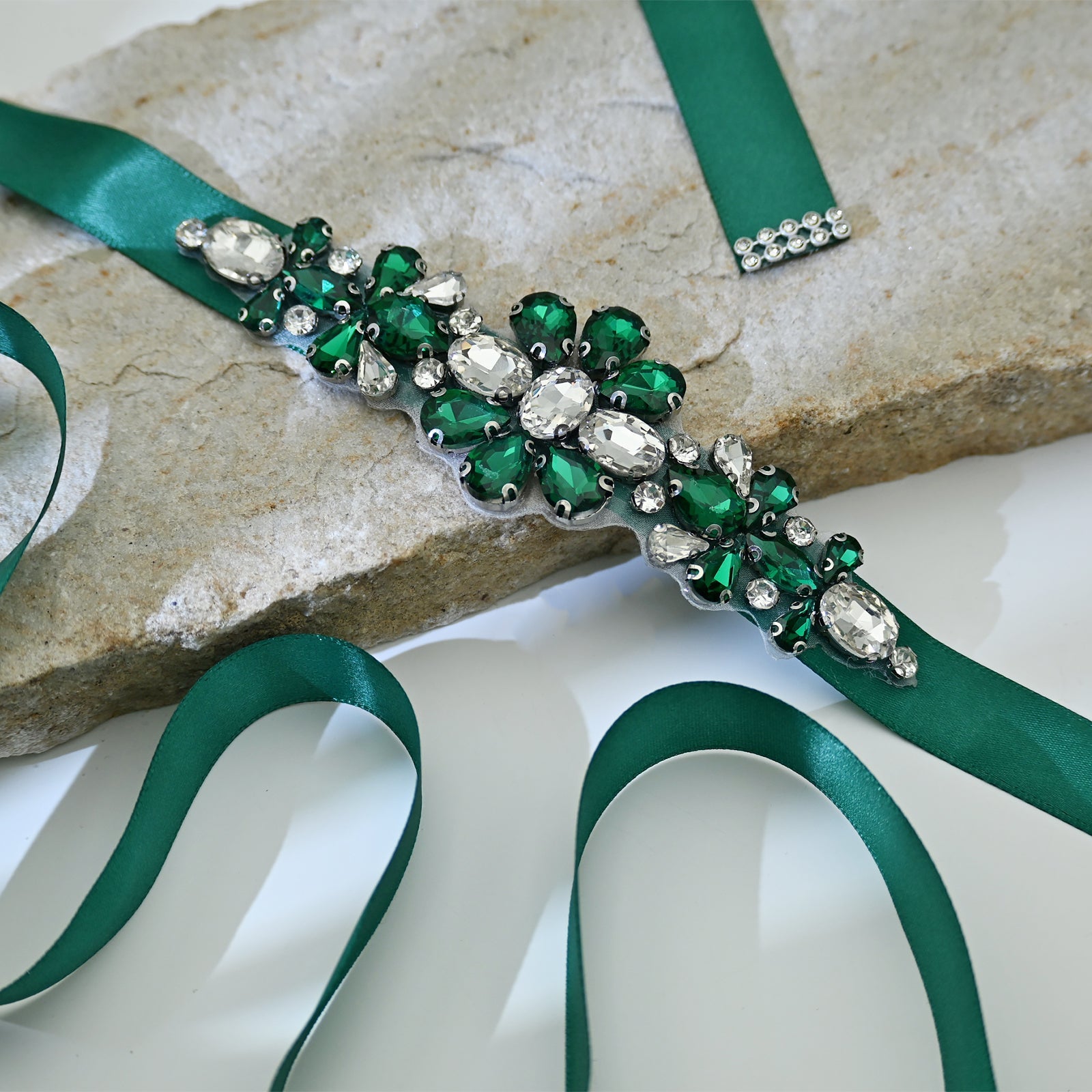 Green Rhinestone Bridal Belt Wedding Sash – Bridella BS45KL by Bridella