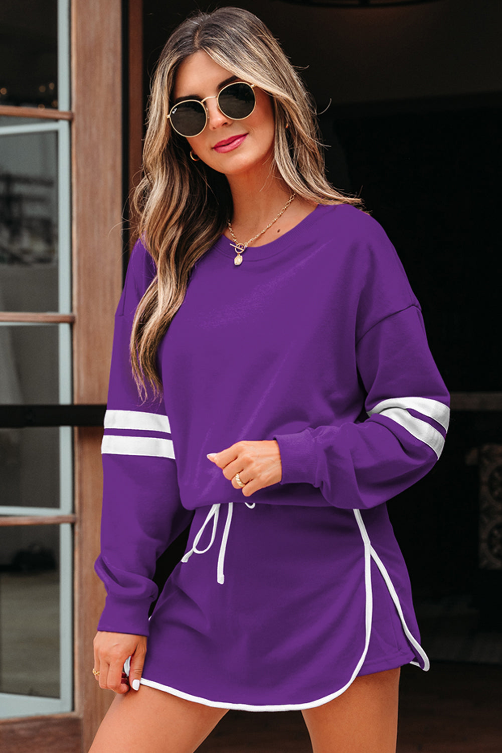 Sophia Shoulder Pullover Mini Skirt by Threaded Pear