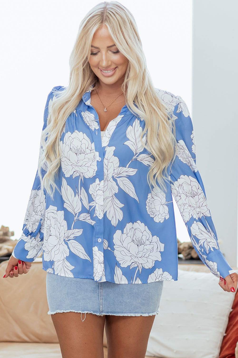 Carmen Detail Puff Sleeve Shirt by Threaded Pear