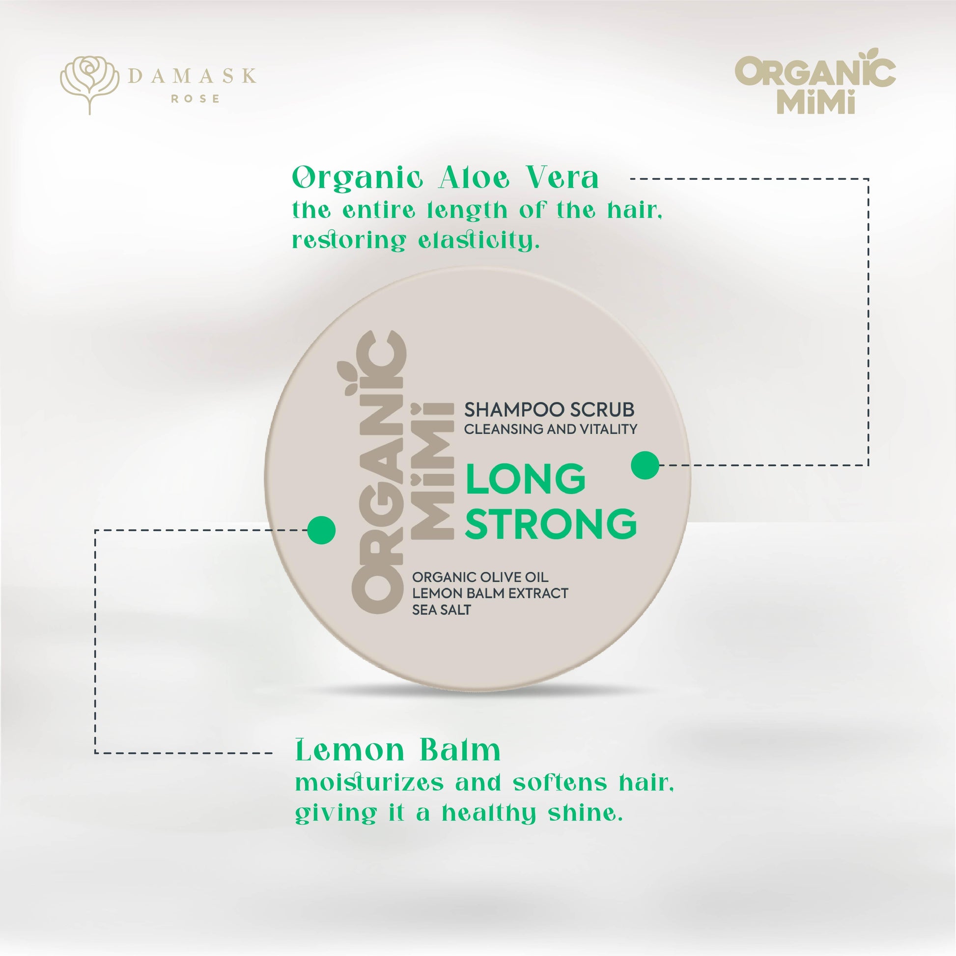 ORGANIC MIMI, SHAMPOO SCRUB CLEANSING AND VITALITY LONG STRONG, 310 g by Damask Rose