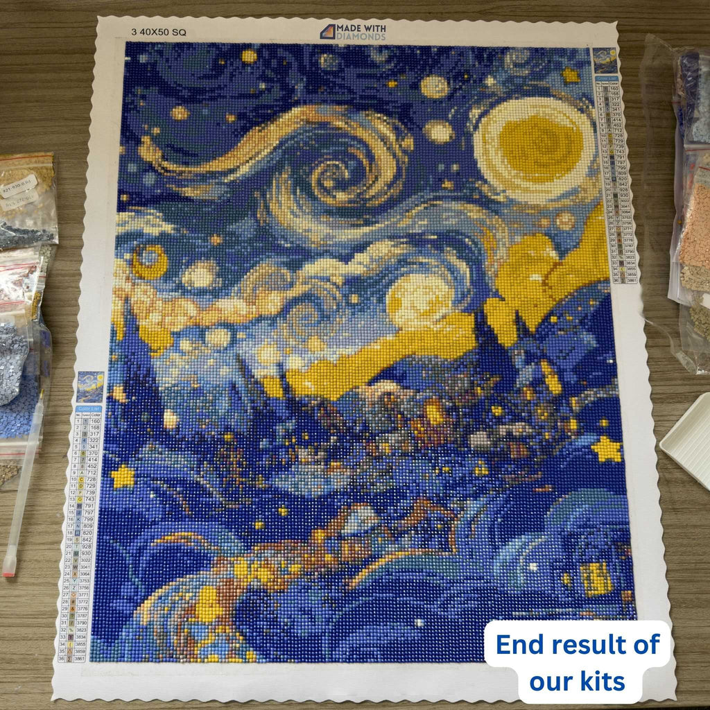 Kitten Diamond Painting End Result Van Gogh
