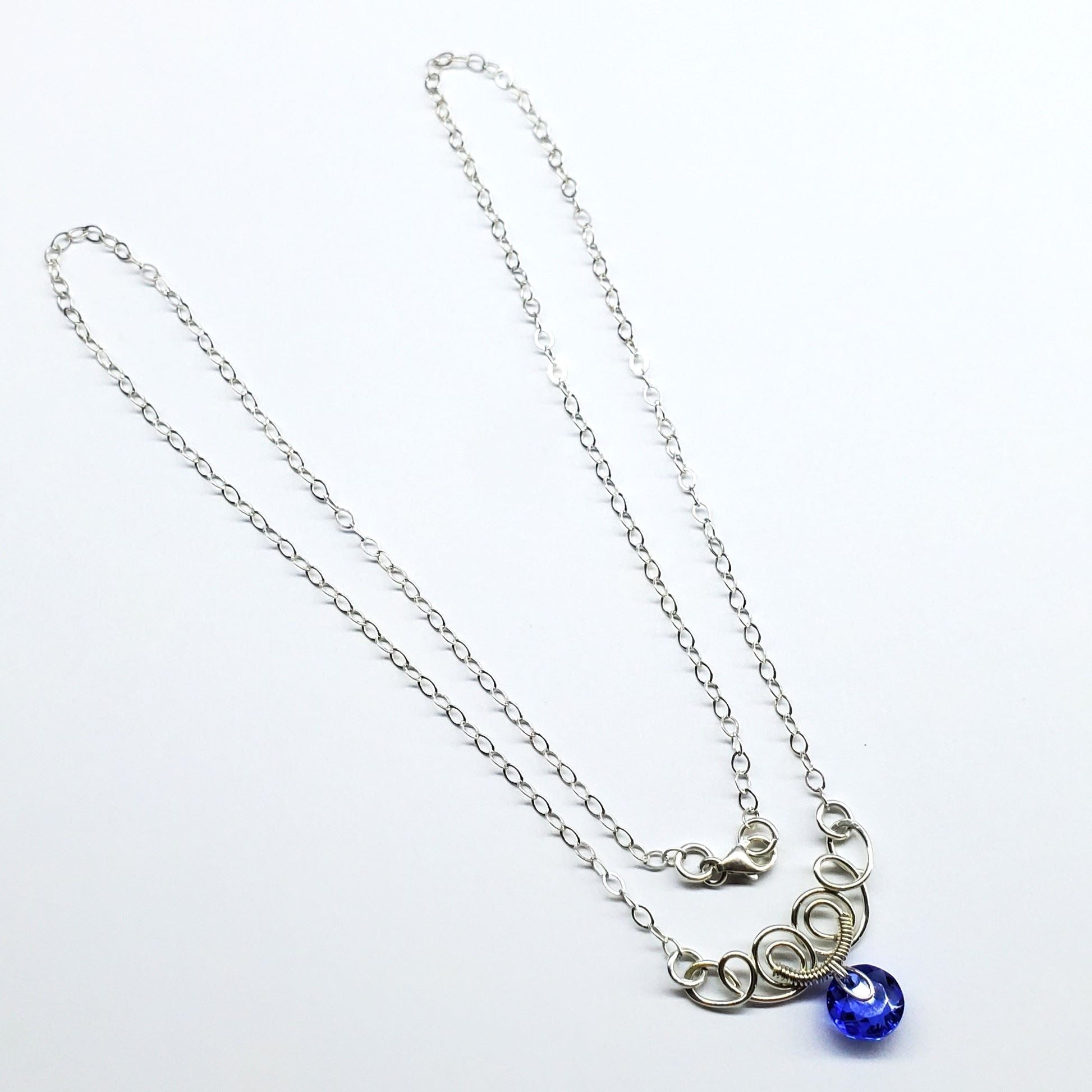 AMD1044-AMD1044-2-AMD1044-3-AMD1044-4-AMD1044-5-AMD1044-6-AMD1044-7 Silver Wire Sculpted Round Aqua Crystal Pendant Necklace - Necklace - Alexa Martha Designs   