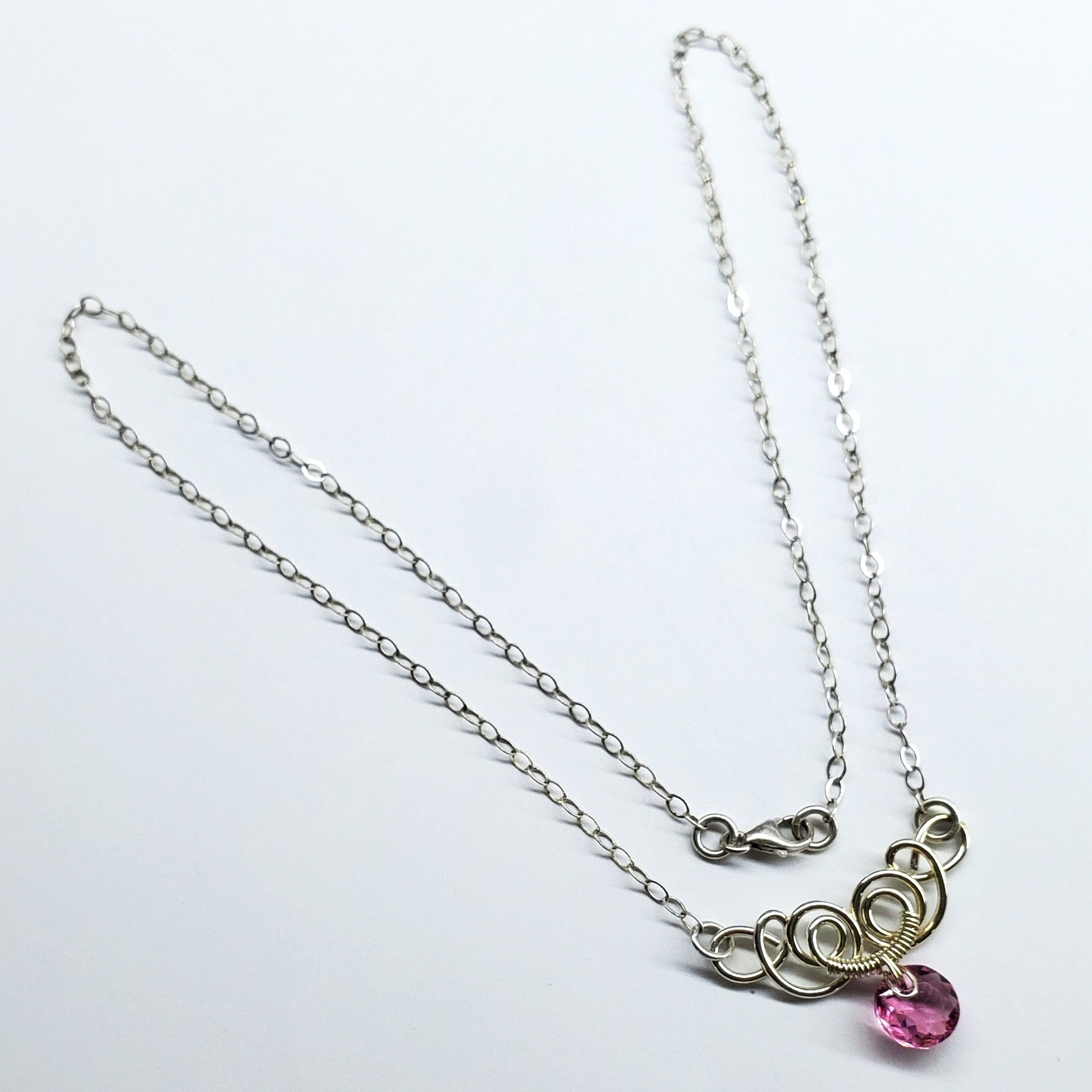 AMD1044-AMD1044-2-AMD1044-3-AMD1044-4-AMD1044-5-AMD1044-6-AMD1044-7 Silver Wire Sculpted Round Aqua Crystal Pendant Necklace - Necklace - Alexa Martha Designs   