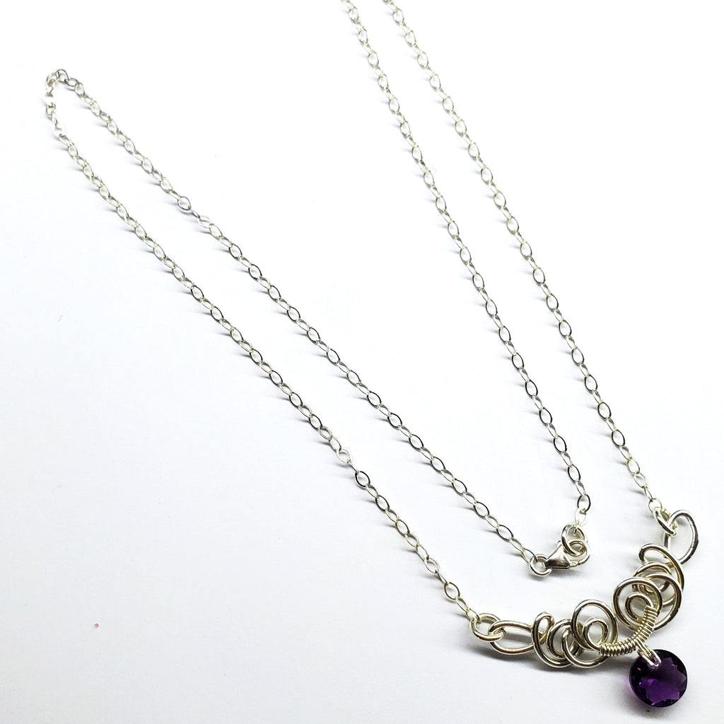 AMD1044-AMD1044-2-AMD1044-3-AMD1044-4-AMD1044-5-AMD1044-6-AMD1044-7 Silver Wire Sculpted Round Aqua Crystal Pendant Necklace - Necklace - Alexa Martha Designs   