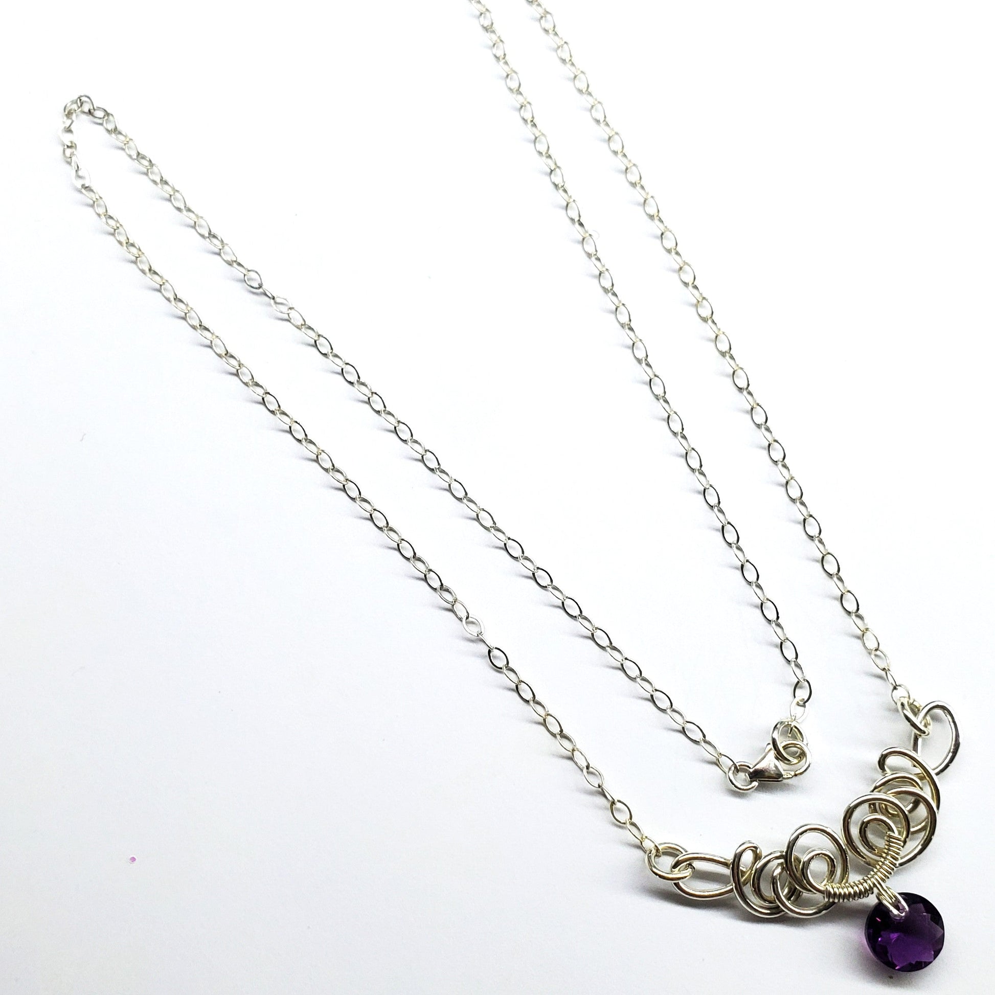AMD1044-AMD1044-2-AMD1044-3-AMD1044-4-AMD1044-5-AMD1044-6-AMD1044-7 Silver Wire Sculpted Round Aqua Crystal Pendant Necklace - Necklace - Alexa Martha Designs   