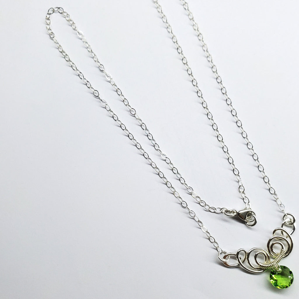 AMD1044-AMD1044-2-AMD1044-3-AMD1044-4-AMD1044-5-AMD1044-6-AMD1044-7 Silver Wire Sculpted Round Aqua Crystal Pendant Necklace - Necklace - Alexa Martha Designs   