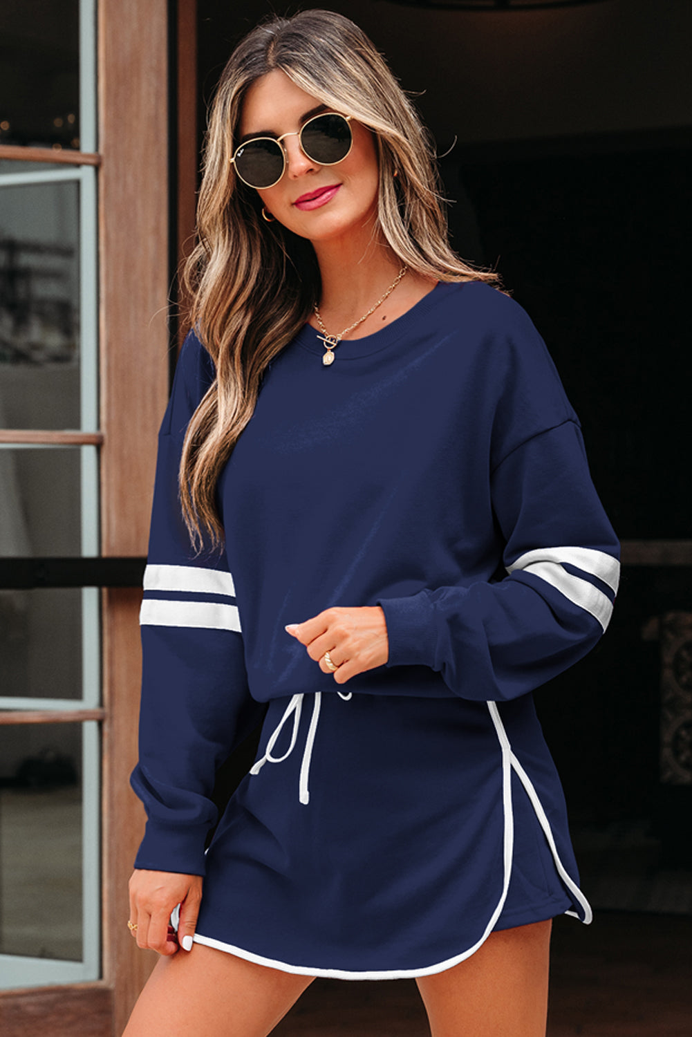 Sophia Shoulder Pullover Mini Skirt by Threaded Pear