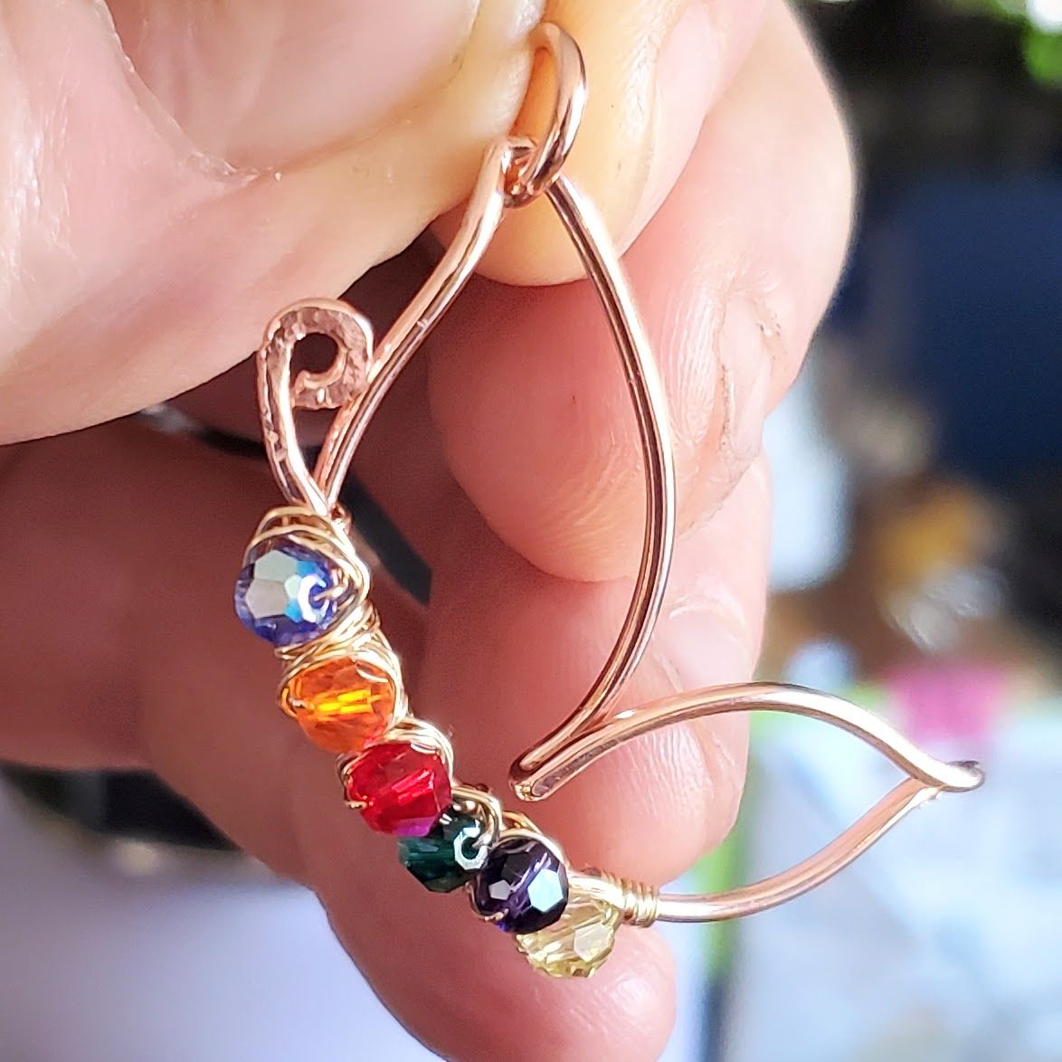 Autism Crystal Golden Wire Wrapped Butterfly Necklace