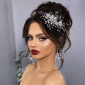 BHP176-S silver rhinestone pearl hair comb