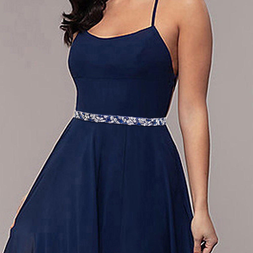 BS85ML navy rhinestone belt