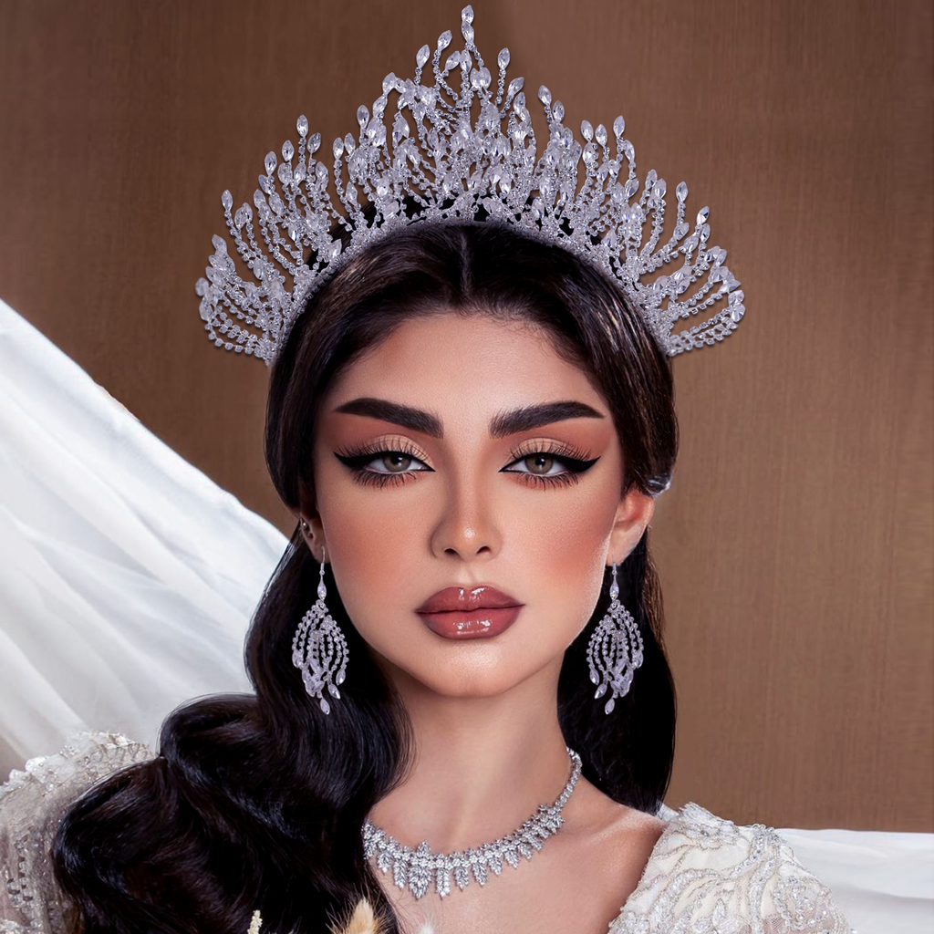 BHP374-S silver rhinestone crown