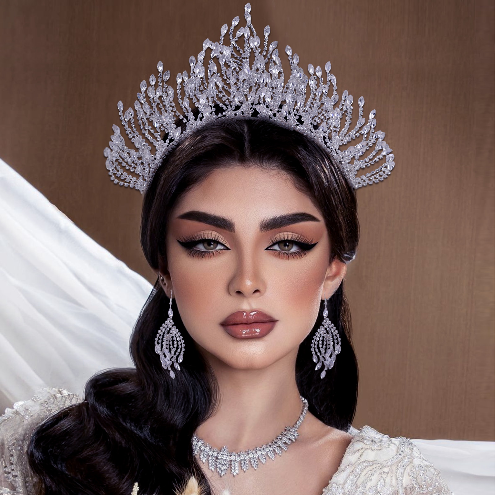 BHP374-S silver rhinestone crown