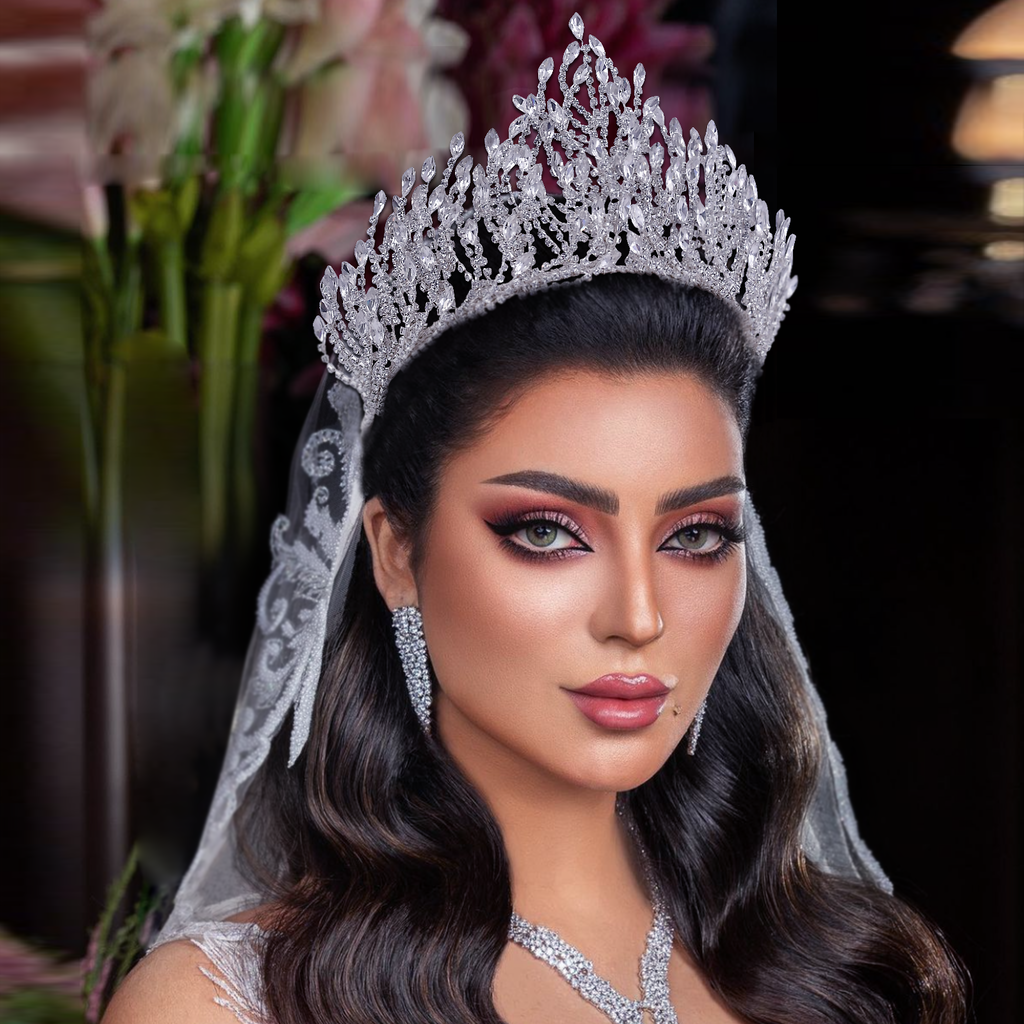 BHP374-S silver rhinestone crown