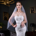 V34-I ivory pearl mesh veil