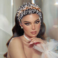 BHP322-G gold rhinestone pearl crown