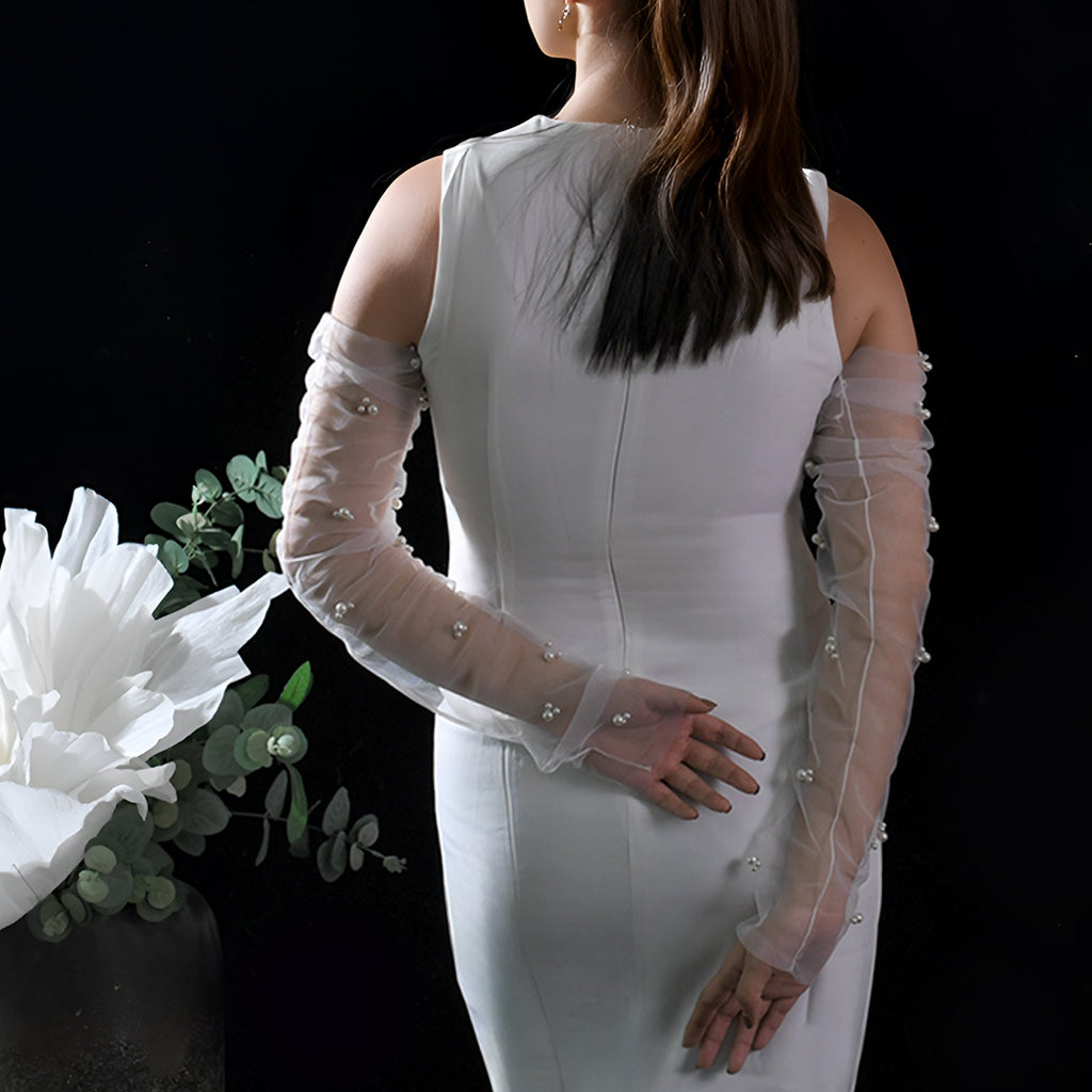 MM38-W white pearl mesh gloves