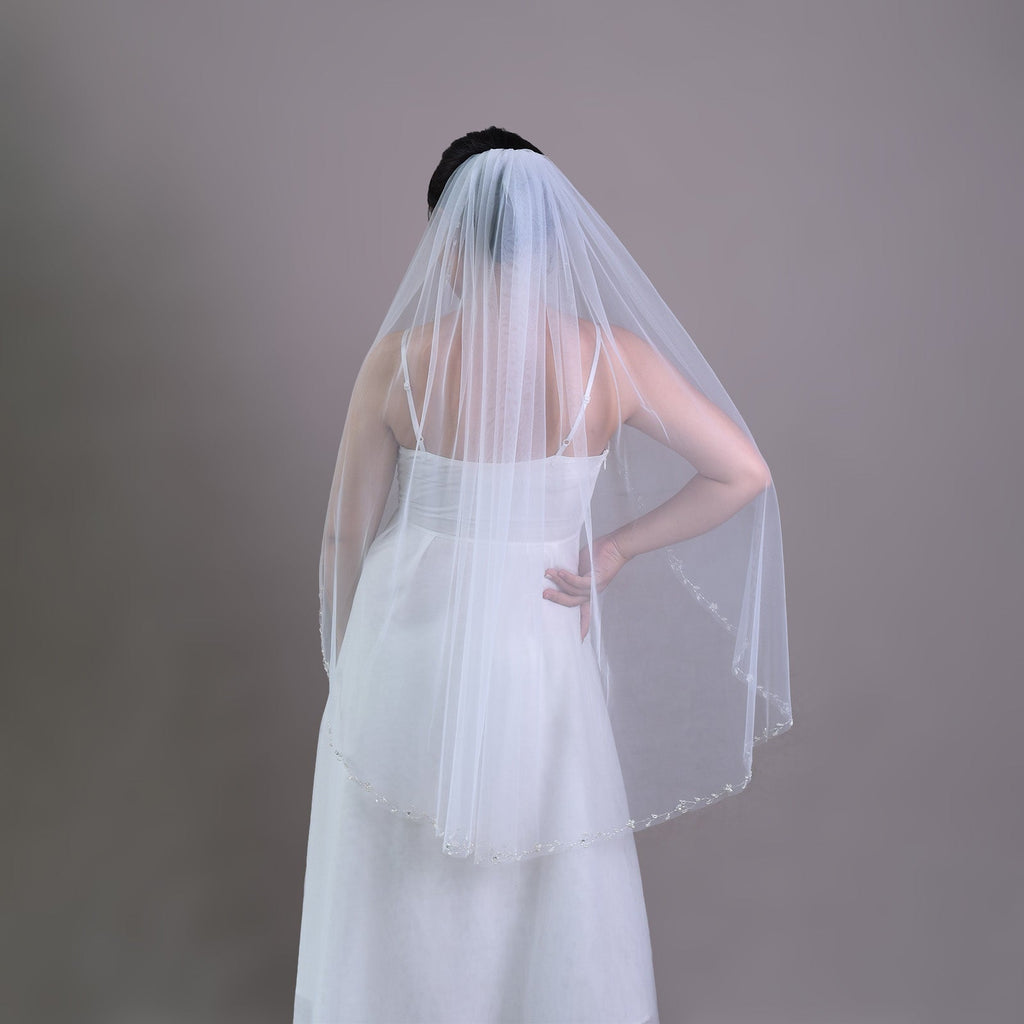 V127-IY1 white mesh veil