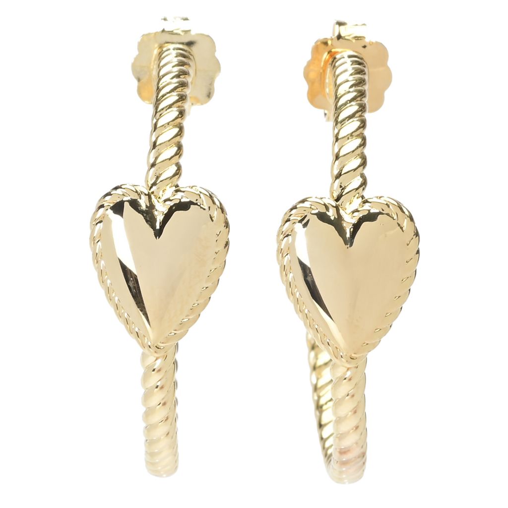 Toscana Italiana Acqua Bagnata Heart Rope Twist Hoop Earrings by Steals