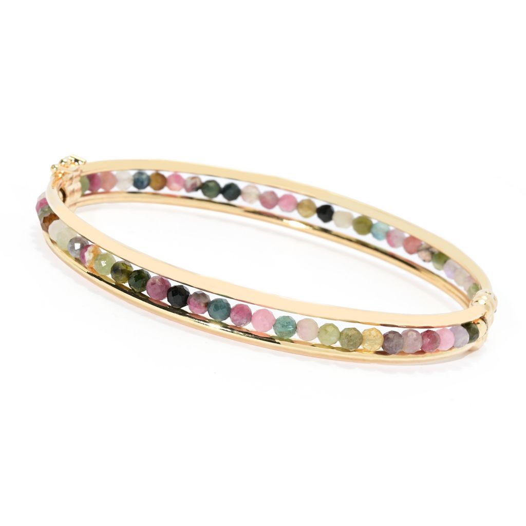 Toscana Italiana 18K Gold Plated Choice of Gem Bead Bangle Bracelet by Steals
