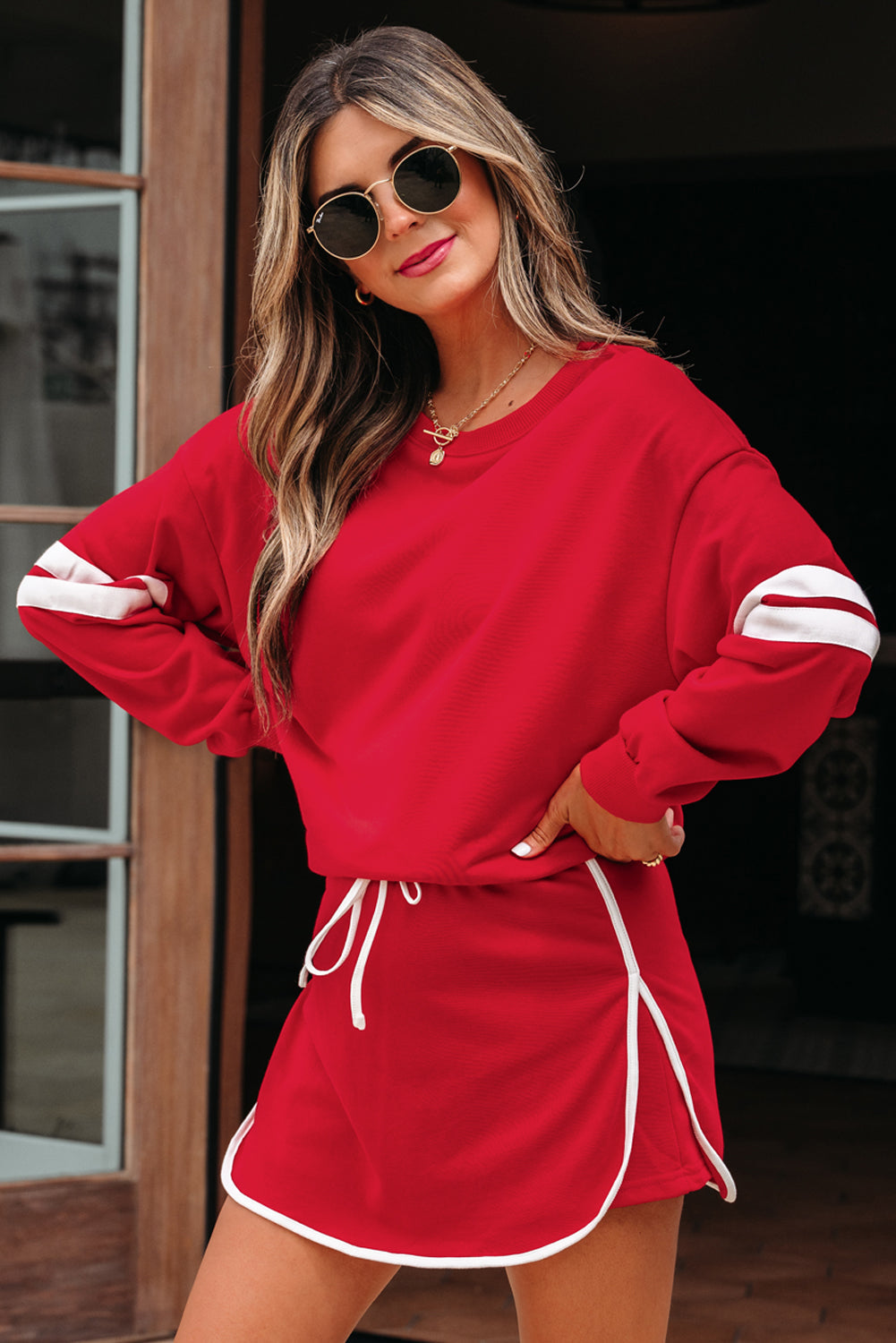 Sophia Shoulder Pullover Mini Skirt by Threaded Pear