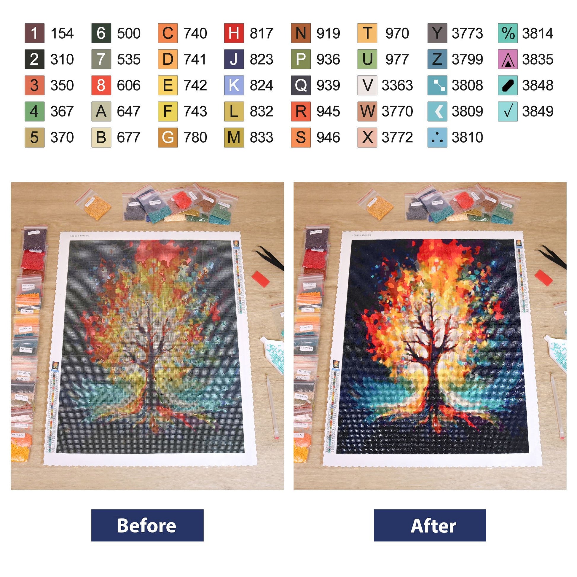 Kitten Diamond Painting Before VS After