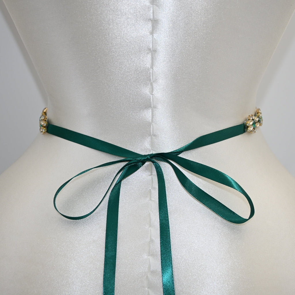 Green Rhinestone Bridal Belt Wedding Sash – Bridella BS333GKL by Bridella