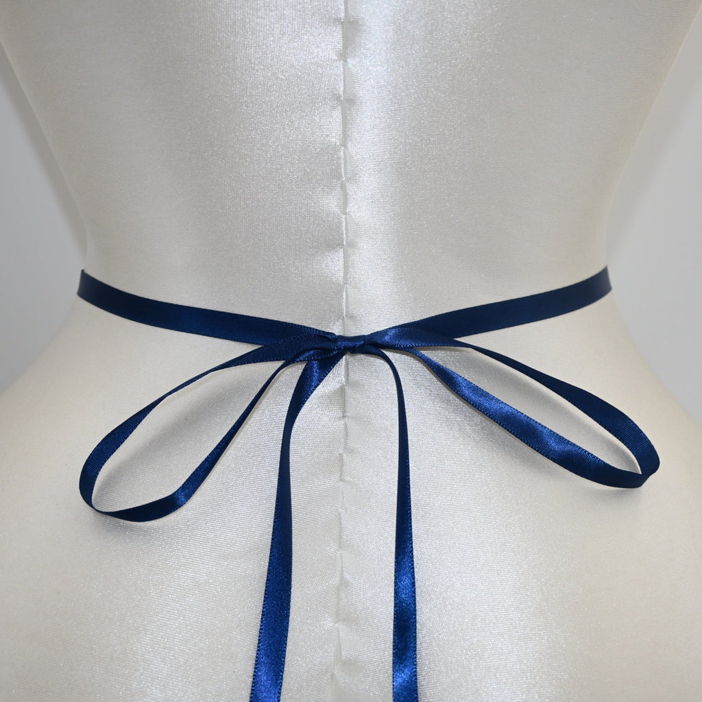 Navy Rhinestone Pearl Bridal Belt Wedding Sash – Bridella BS188ML by Bridella