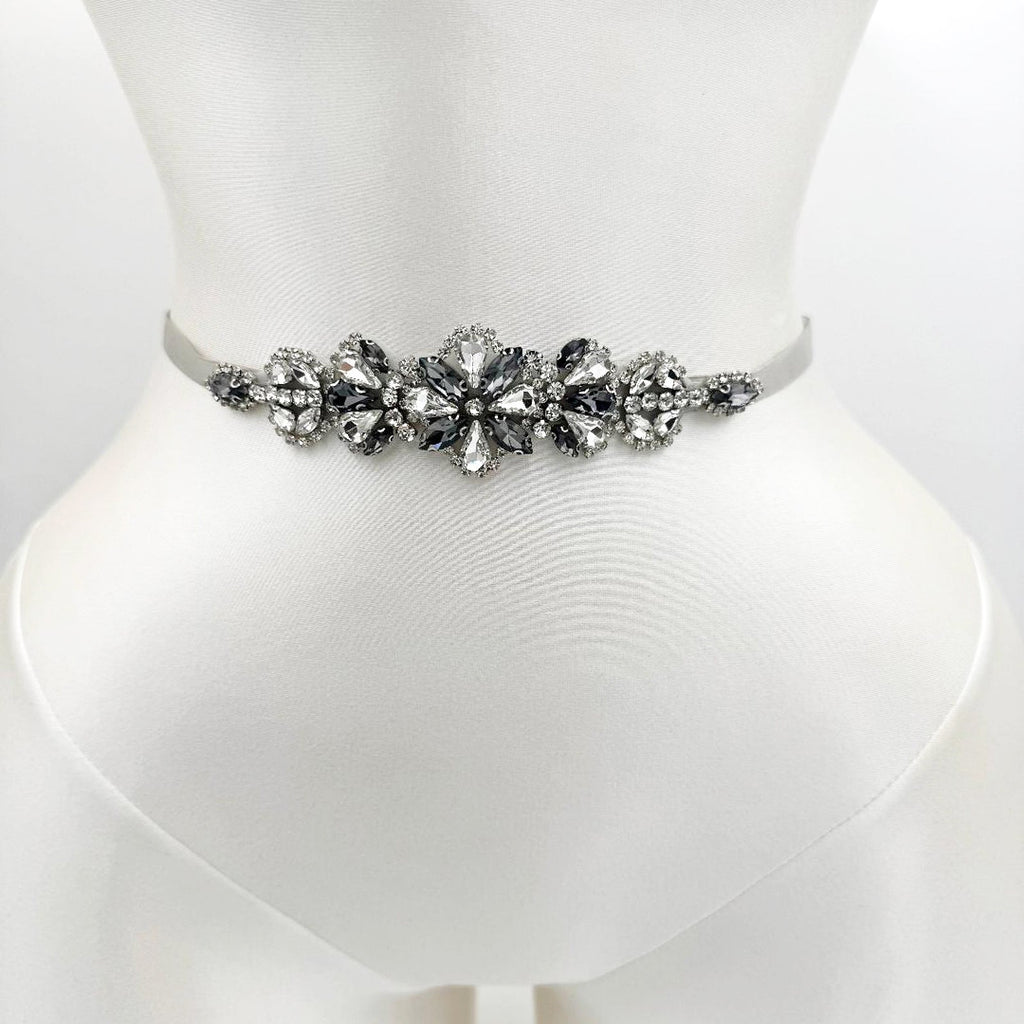 BS464H grey rhinestone belt