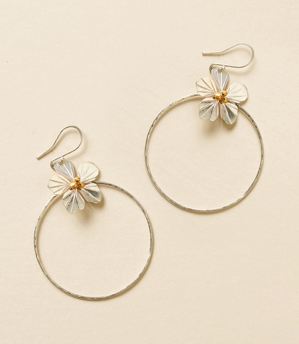 Sayuri Flower Silver Hoop Earrings by Matr Boomie