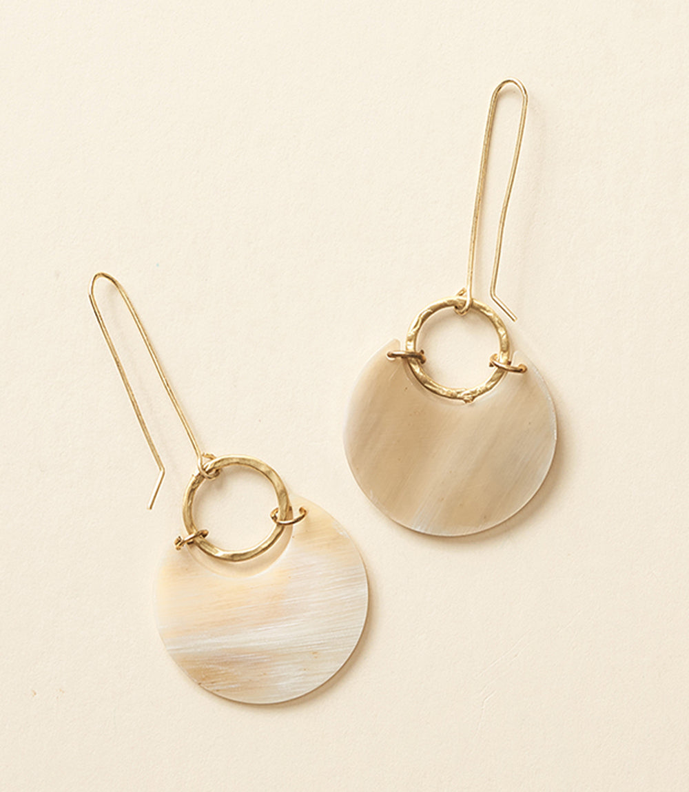 Madhu Fan Drop Earrings - Carved Horn by Matr Boomie