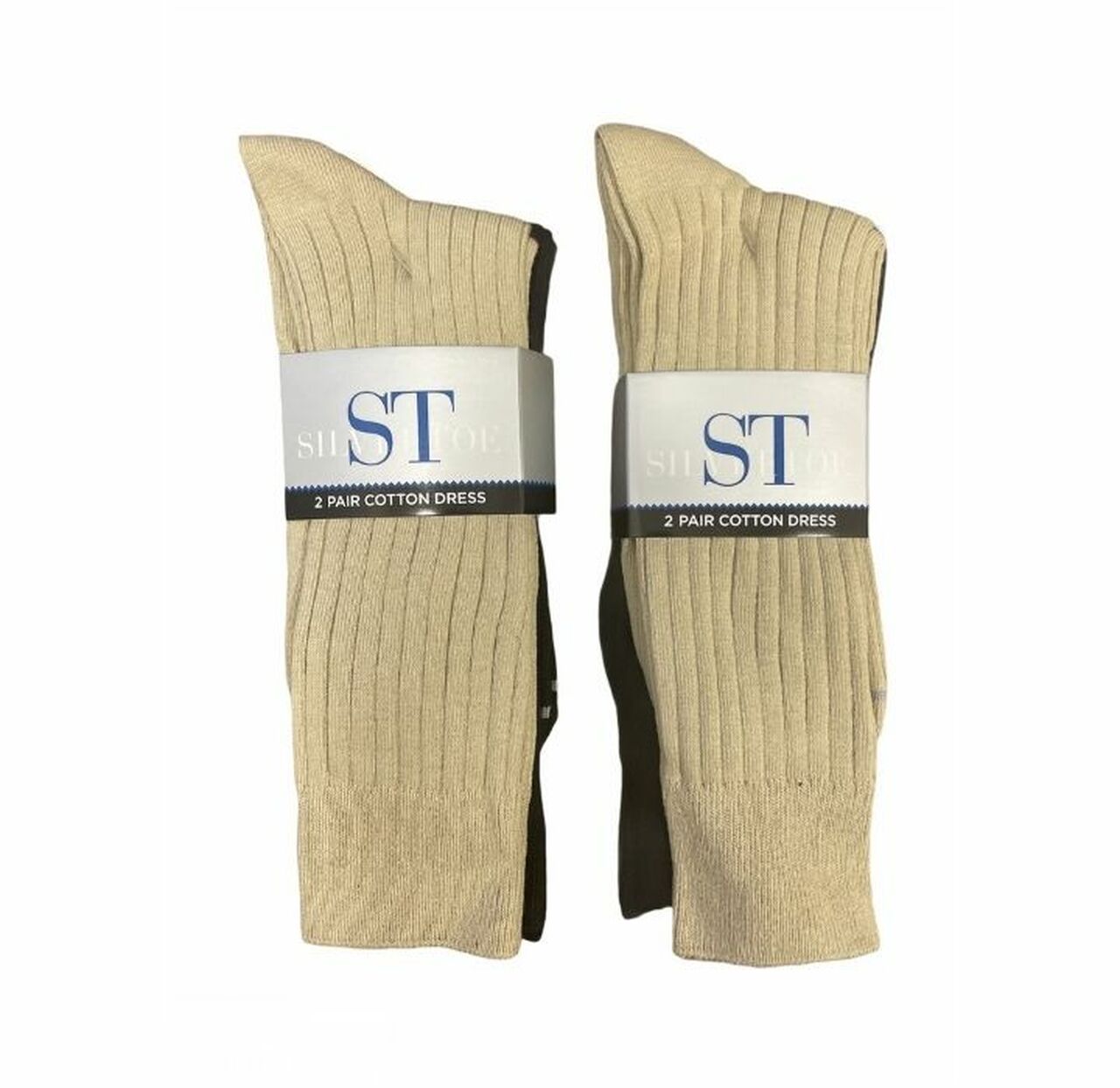 4-Pair SilverToe Men’s Casual Black & Beige Crew Socks by Infinite Basics