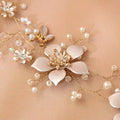 Gold Pearl Floral Alloy Bridal Headband - Bridella BHP357-G by Bridella