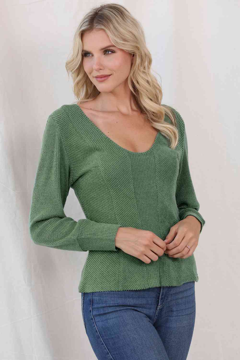 Scoop Neck Long Sleeve Top by VYSN