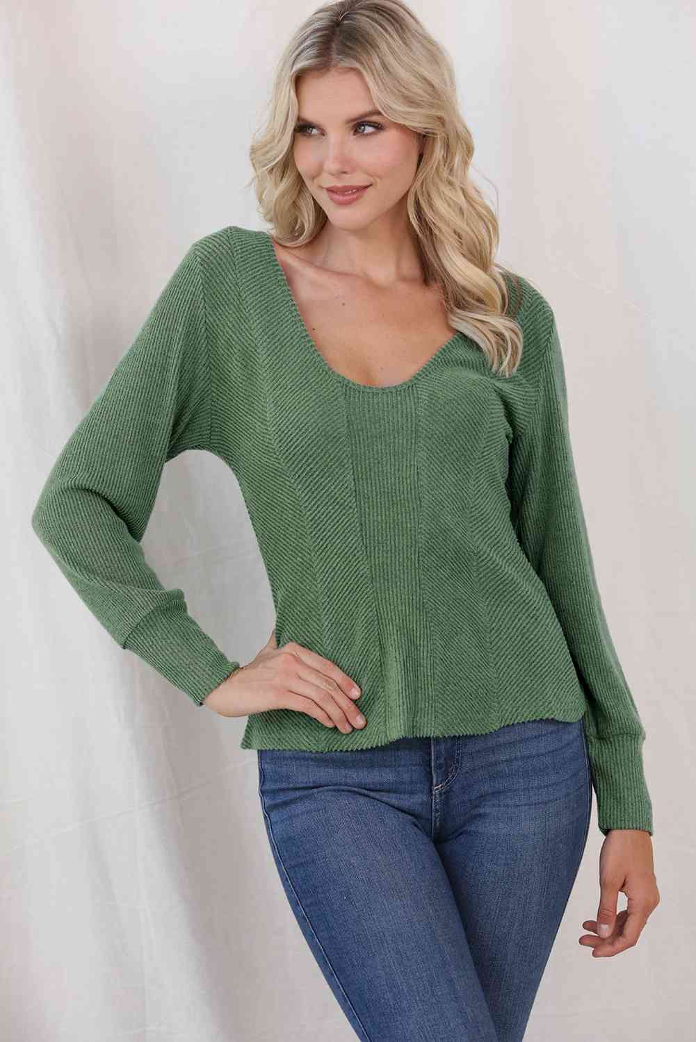 Scoop Neck Long Sleeve Top by VYSN