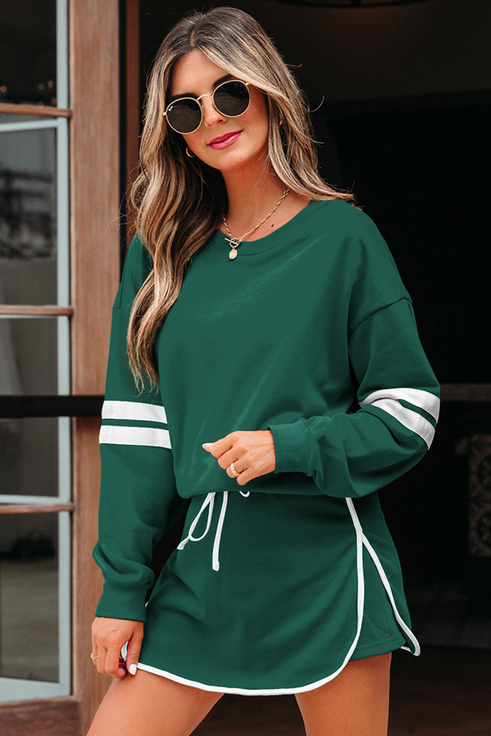 Sophia Shoulder Pullover Mini Skirt by Threaded Pear