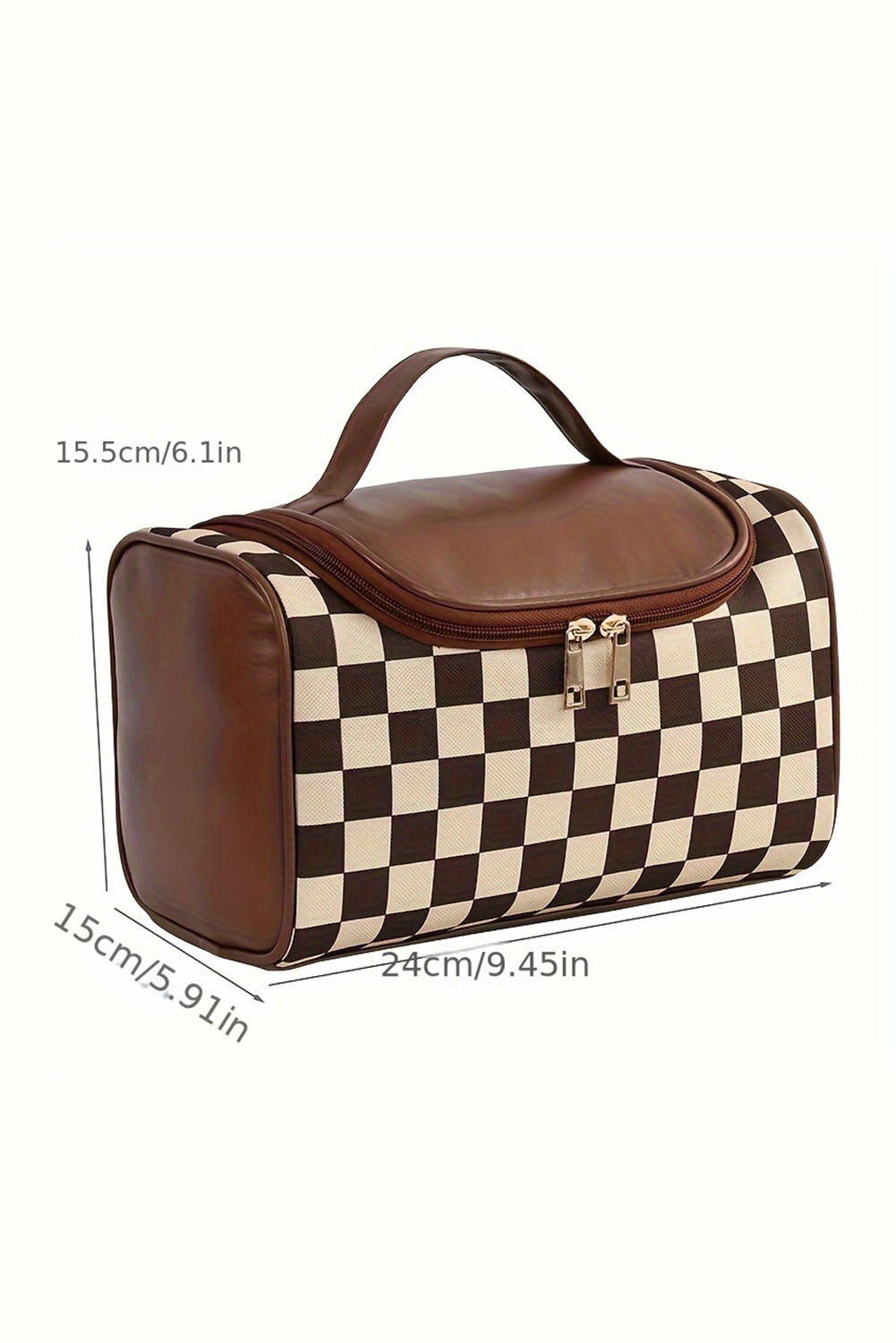 Black Checkered Zipper Makeup Bag by Threaded Pear