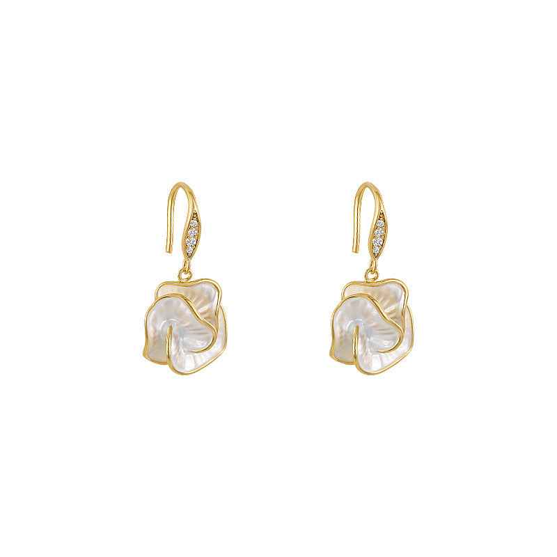 Women's Luxury Camellia Flower Geometric Earrings Alloy Jewelry 2.7x1.3 cm