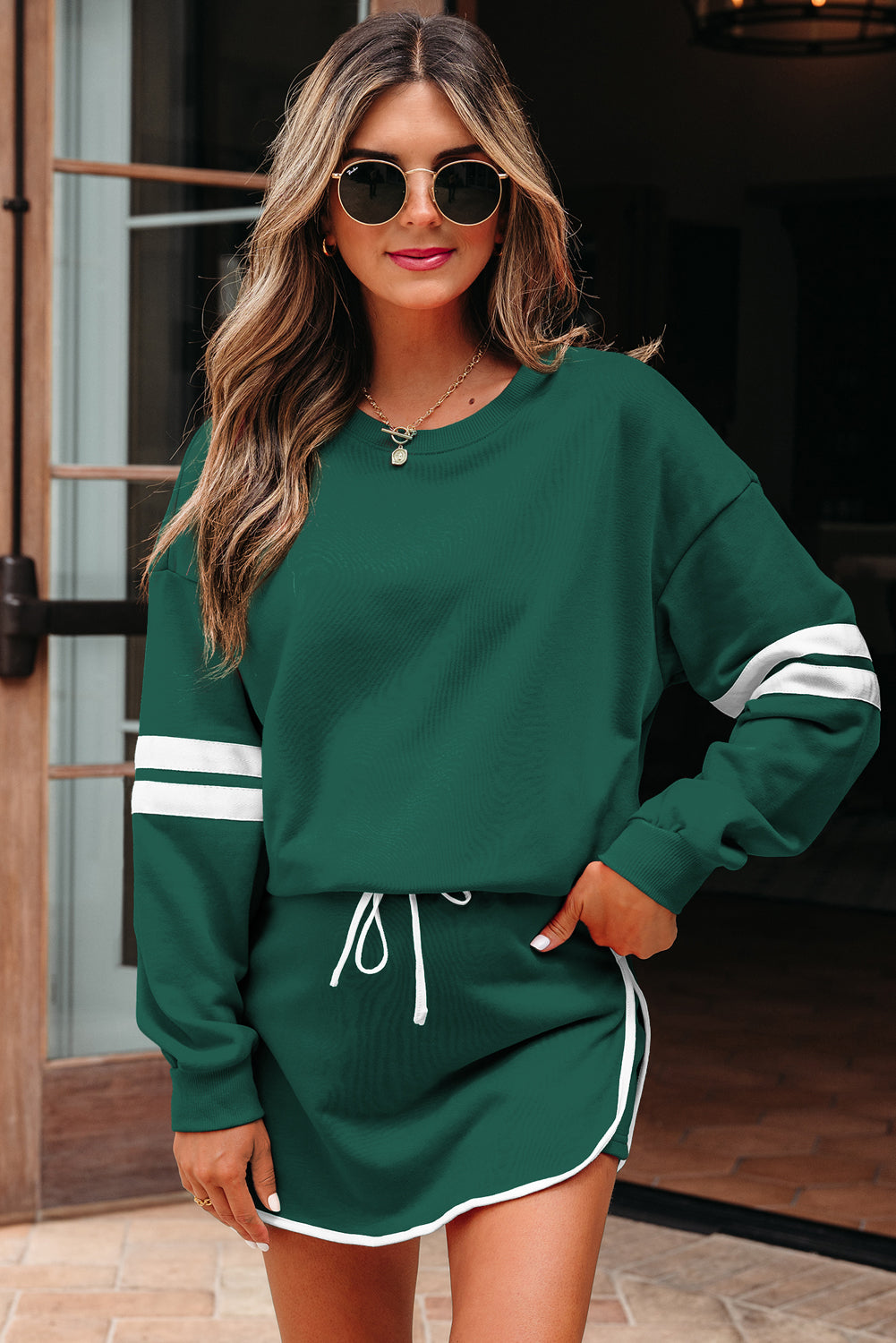 Sophia Shoulder Pullover Mini Skirt by Threaded Pear