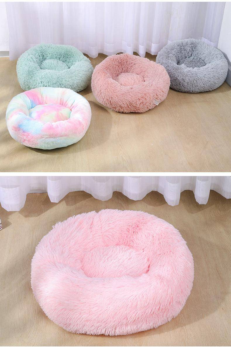 Cathouse Doghouse Large, Medium And Small Dogs Warm Plush Round Pet Bed Dog Bed Cat Bed Dog Bed - Dog Hugs Cat