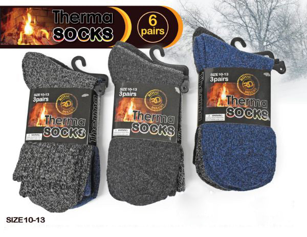 6-Pack Men’s Thermal Socks Size 10-13 by Infinite Basics