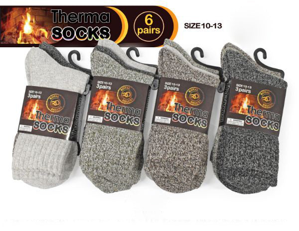 6-Pack Men’s Thermal Socks Size 10-13 by Infinite Basics