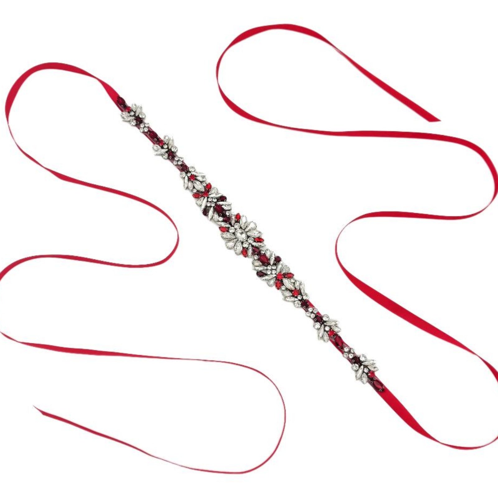 BS122R burgundy rhinestone belt