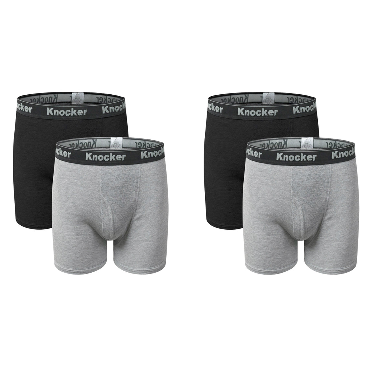 4-Pack Knocker Men's 100% Cotton Boxer Briefs by Infinite Basics