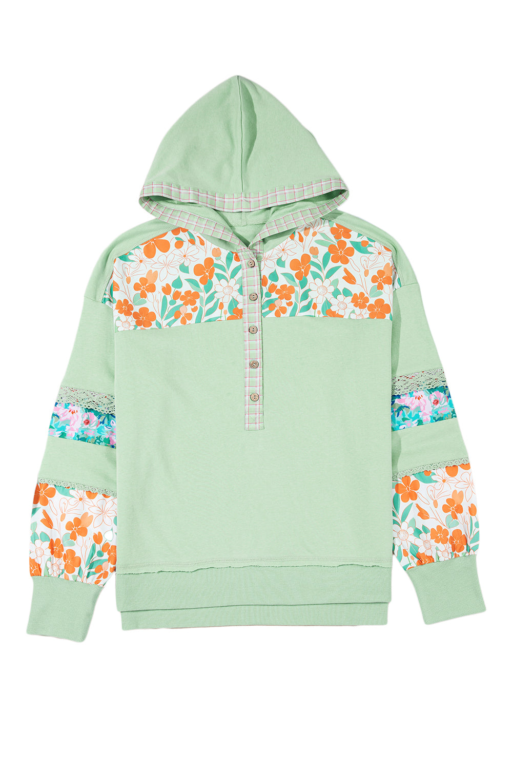 Emberly Patchwork Half Hooded Pullover by Threaded Pear