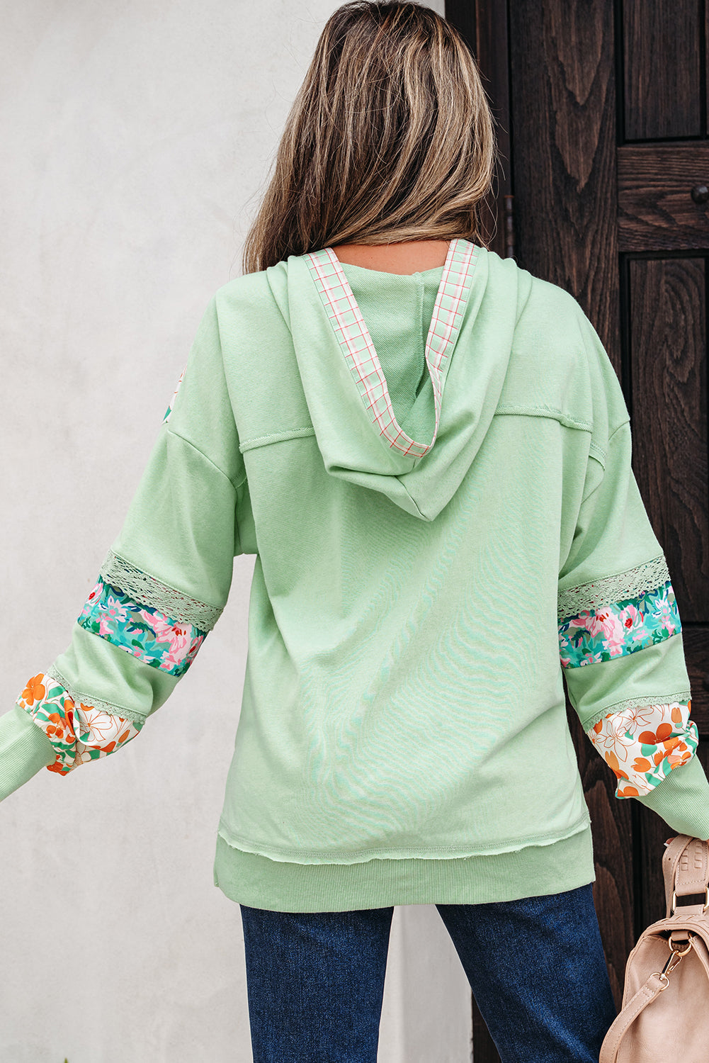 Emberly Patchwork Half Hooded Pullover by Threaded Pear